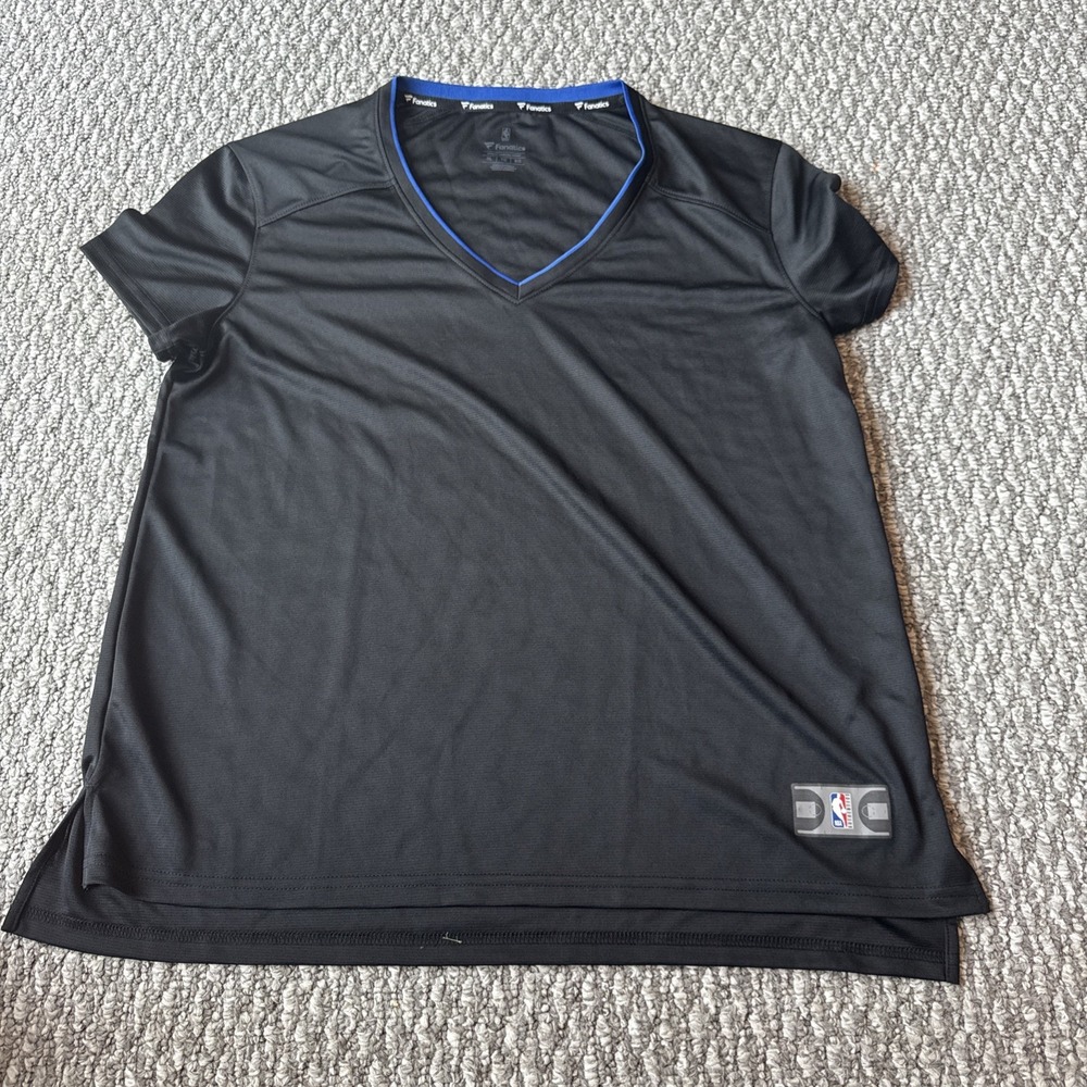 NBA Women's Fanatics Fast Break V-Neck Jersey Black w/‎ Blue Trim. Size XL NWOT